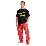 Only Fools and Horses Mens Pyjamas Set - Nightwear T-Shirt & Long Bottoms PJs Lounge Wear Sizes 3-XL Gifts for Him (Black/Red, 3XL)