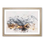 Big Box Art Road to The Mountains in California Watercolour Framed Wall Art Picture Print Ready to Hang, Oak A2 (62 x 45 cm)