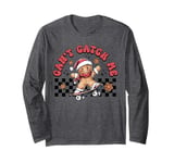 Retro Groovy Can't Catch Me Christmas Gingerbread Man Kids Long Sleeve T-Shirt