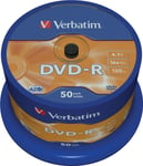 Verbatim DVD-R, 16x, 4,7 GB/120 min, 50-pakkaus, spindle, AZO