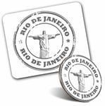 Mouse Mat & Coaster Set - BW - Rio de Janeiro Brazil Travel  #40447