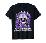 Sugar Skull We Wear Purple For Fibromyalgia Awareness T-Shirt