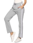 Irdcomps Pantalon de Sport Femme Coton Pantalon Jogging Pantalon de Survêtement Pants Décontracté Couleur Unie avec Poches Pantalon de Loisirs pour Running Fitness Training Yoga Gris L