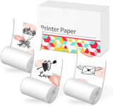 Papier autocollant pour mini imprimante 50 mm x 3,5 m, papier thermique adhésif pour T02 M02, conservation 20 ans pour les textes de notes de journal, l'éducation précoce, fraise 3 rouleaux