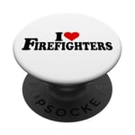 I Love Heart Firefighters Pompiers Service des pompiers PopSockets PopGrip Adhésif