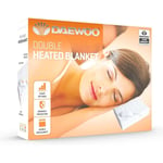 Daewoo Double Electric Heated Blanket with 3 Heat Settings, 85W, White - HEA1486