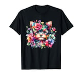 Floral Yorkie Puppy Cute Yorkshire Terrier Watercolor T-Shirt