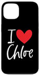 Coque pour iPhone 13 Cœur personnalisé avec inscription « I Love Chloe »