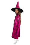 RUBIES - Déguisement Enfant HALLOWEEN Officiel - Set Cape avec Motifs et Chapeau de Sorcière Rose - Taille Unique/De 3 à 8 ans - Costume Halloween, Filles