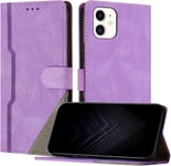 Étui Pour Iphone 12 Mini (5,4 Pouce), Housse En Cuir Pu Avec [Protection Antichoc Tpu] [Fonction Support] [Porte-Cartes ] Antichoc Magnétique Coque Pour Iphone 12 Mini - Violet