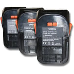 Vhbw - 3x Batteries compatible avec aeg bus 18, bus 18 x, bsb 18 stx, bsb 18 li, bst 18X, bss 18C outil électrique (1500 mAh, Li-ion, 18 v)