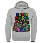 Mens Super Mario Brothers Character Logo Hoodie Nintendo N64 Switch Snes Retro