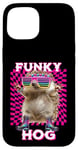 Coque pour iPhone 15 Funky Hog, joli hérisson, disco, danse, rave trance