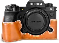 X-H2S/ X-H2 Étui-Demi-étui en Cuir PU de qualité pour Appareil Photo numérique sans Miroir Fujifilm XH2S/ XH2-Housse de Protection pour Fuji XH2s XH2-Marron