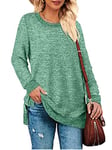 iChunhua Casual Lightweight Color Block Crewneck Sweatshirts Long Sleeved Tops for Women uk Size 8 Green Small