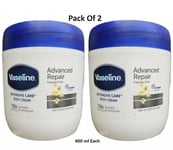 2x Vaseline Intensive Care Body Cream Advanced Repair Fragrance Free 400ml Each