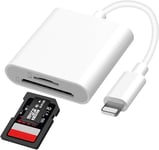 SD Card Reader for Iphone - 2 in 1 Memory Card Reader Adapter Dual Card Slot for