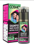 1X 180ml COSMO NATURAL BLACK HAIR COLOR SHAMPOO WITH Keratin Olive Oil vitamin E