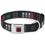 Collier pour Chien avec Boucle de Ceinture de sécurité Star Wars Dark Vador, Ceinture Utilitaire, Reliure 3 Noir, Gris, Rouge, 11 à 17 Pouces de Large