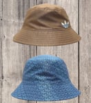 Adidas Originals Adicolor 70s Reversible Monogram Bucket Hat Brown Blue OSFW