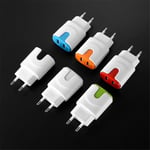 Adaptateur Secteur Couleur Usb Pour Wiko View 3 Lite Smartphone Tablette Double Prise Murale 2 Ports Courant Ac Charge - Orange