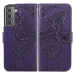 Samsung Galaxy S22 Plus Fodral Butterfly Tryckt Läder Lila