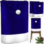 KESSER® Premium Set Housses de chaises pour Noël Bonnet de Père Noël Housse de chaise Décoration de Noël pour chaises Housse Bleu / Blanc / 2 pièces