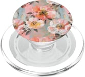 Fleurs pastel sur bleu aqua pour une touche vintage PopSockets PopGrip pour MagSafe