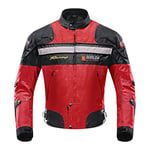 BORLENI Veste de Moto Hiver Coupe-vent pour Moto Équipement de Protection Complet pour Moto avec 5 Protections Vêtements de Moto pour Hommes et Dames en Automne et en Hiver, rouge M