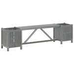 Banc De Jardin Meuble De Patio D'extérieur Terrasse Avec 2 Jardinières 150 Cm Bois D'acacia Gris Helloshop26 02_0011340