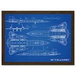 Artery8 SR-71 Blackbird Habu US Airforce Aircraft Spy Plane Blueprint Plan Artwork Framed Wall Art Print A4