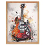 Electric Mandolin Guitar Instrument Modern Watercolour Illustration Art Print Framed Poster Wall Decor 12x16 inch