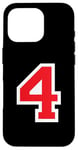 iPhone 16 Pro Jersey Number Uniform #4 Red, Four 4th Case