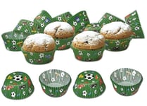 [50] Petits Boîtier Striés en Papier pour Muffin Fantaisie Foot Ø 5 CM Eva