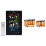 La Crosse Technology WS6835 Station Météo Colorée avec Phases de Lune - Noir + Amazon Basics Pack économique de 24 piles AA et AAA hautes performances - 12 piles AA et 12 piles AAA