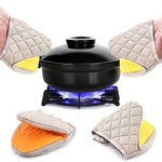 WDEC 2 Pcs Mini Oven Mitts Heat Resistant Non-Slip Neoprene Silicone Cotton Gloves with Hanging Loop for Microwave and Oven, Short Kitchen Hot Pot Oven Gloves to Protect Fingers(Yellow+Orange)