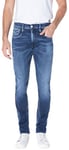 REPLAY Men's M914Y Anbass Hyperflex White Shades Jeans, Medium Blue 009, 40W / 34L