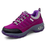 PADGENE Chaussures de Sport à Lacets, Chaussures Décontractées à Semelle Coussin d'air pour Femmes Grandes Tailles Chaussures Simples en Cuir Chaussures de Plein Air, G - Violet, 36 EU