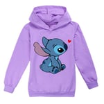 Pojkar Flickor Lilo och Stitch Ohana Hoodie Jumper Barn Topp lila purple 140cm