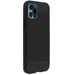 Coque Apple iPhone 12 Pro Max Protection Souple Carbone Métal Brossé Noir