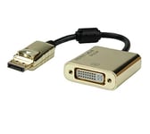 ROLINE Gold Adaptateur DVI 4K DisplayPort | Actif | V1.2 | DP mâle - DVI Femelle | Permet Une résolution et des taux de répétition d'images Plus élevés et Une Plus Grande Profondeur de Couleur.