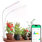 BBSolar Lampe de Croissance Connectée, 2500lm Lampe de Plante à 2 Têtes Compatible avec Alexa et Google Home, Lampe de Culture LED avec Commande Vocale, Contrôle à Distance et 4 Modes d'Èclairage