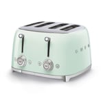 Smeg 4 Slice Toaster Pastel Green Stainless Steel Wide Slot TSF03PGUK 50's Retro