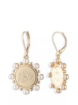 Lauren Ralph Lauren Pearl Crest Drop Earrings, Gold/White