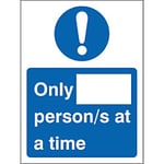 Seco Health & Safety Poster Only __ person/s at a time Self-Adhesive Vinyl Blue, White 15 x 20 cm