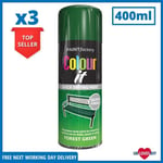 3 x Colour It Forest Green All-Purpose Aerosol Spray Paint Metal Wood Plastic