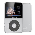 AGPTEK 64GB MP3 Player with Bluetooth 5.3 with 2.3" Horizontal Screen, Portable Digital Music Player with Built-in Speaker, HiFi Sound, FM Radio, Voice Recorder, Earphones Included, Silver