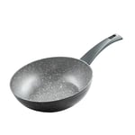 Zanetti - DuraPietra Poêle Wok Induction 20 cm, poêle Wok antiadhésive convient également à l'induction, diamètre 20 cm, couleur gris