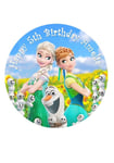 Frozen Fever Elsa Anna  Olaf Cake Topper Edible Icing Sugar 7.5" image 3