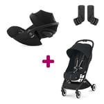 Cybex Pack Poussette Duo Orfeo Magic Blanc + adaptateurs Coque Cloud G i-Size Moon Black